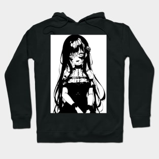 Zombie Goth Girl Black and White Hoodie